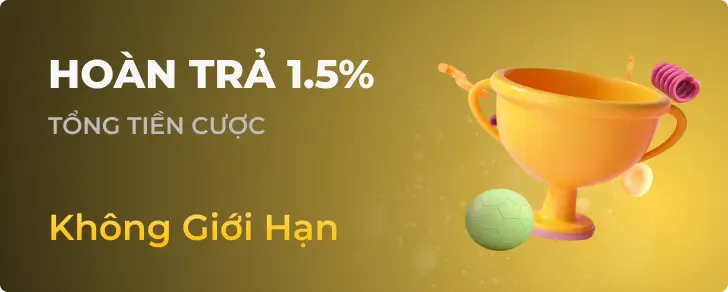 Nbet hoàn trả vô tận 1,5%